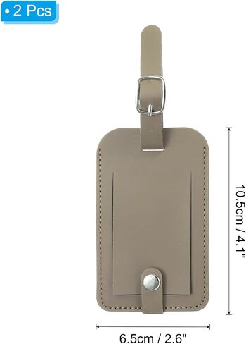 PATIKIL 2 Pack Luggage Bag Tags, PU Leather Suitcase Name Tags with Snap Travel Label Luggage Identifier Privacy Protection Travel Accessories, Brown in Saudi Arabia