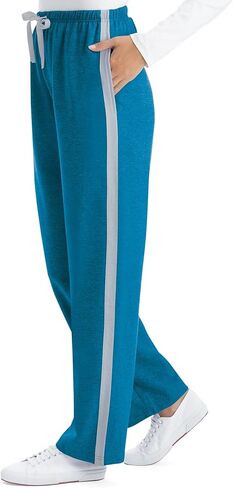 Collections Etc Women's Side Stripe Knit Pants Black Medium in Kuwait