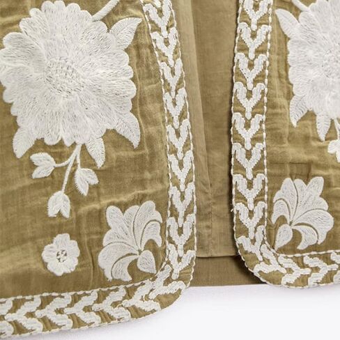 kimydreama نساء خمر الأزهار مطرزة قمم y2k أكمام الكتان المفتوح الأمامي cardigan boho phechcoat in Kuwait