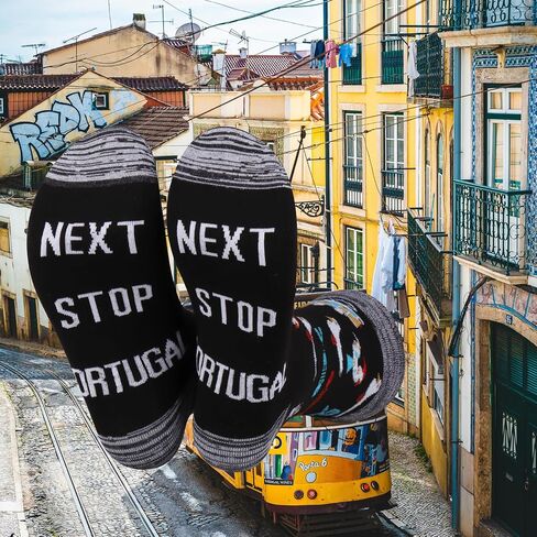 JXGZSO Portugal Travel Gift Next Stop Portugal Socks Portugal Trip Lover Gift Portugal Facit Gift Traveler Somped Oper in Kuwait