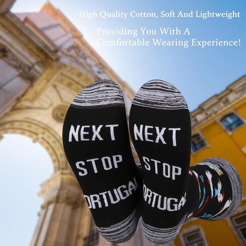 JXGZSO Portugal Travel Gift Next Stop Portugal Socks Portugal Trip Lover Gift Portugal Facit Gift Traveler Somped Oper in Kuwait