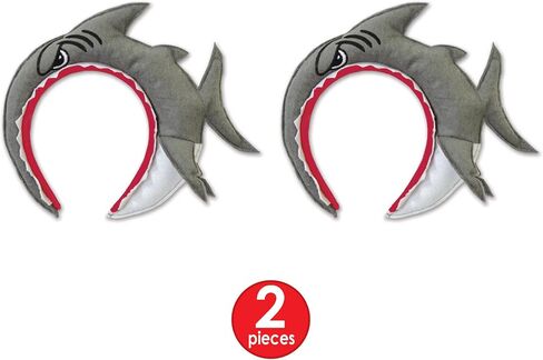 Beistle Shark Headbands, Set of 2, Gray Plush Shark with Red Mouth Design, Snap-On Costume Headbands, Under the Sea and Ocean-Themed Party Accessories, Luau Headwear, One Size in Saudi Arabia