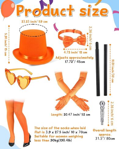 6 PCS Women Top Hat Costume تشمل Tie Bow Long Glove فوق جوارب الركبة قصب القلب من أجل تأثيري in Saudi Arabia