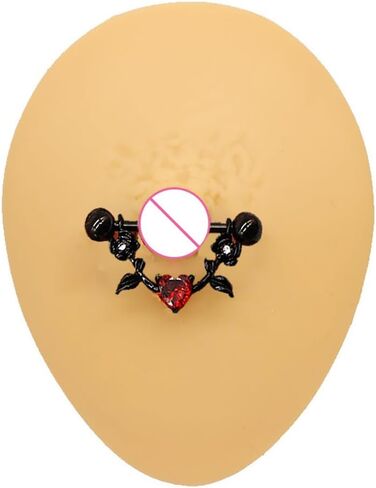 14G D-shaped Flower Nipple Rings for Women Pink Red Black Floral Nipplerings Nipple Barbell Nipple Piercing Jewelry in Saudi Arabia