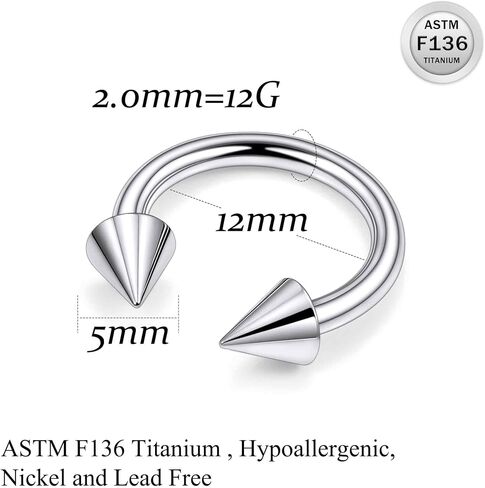 Ruifan 20G 18G 16G 14G 12G Horseshoe Nose Ring Titanium Septum Rings Piercing Jewelry Cartilage Conch Helix Rook Lip Tragus Earring Hoop Eyebrow Retainer For Women Men 6mm 8mm 10mm 12mm 14mm 16mm 19mm in Saudi Arabia