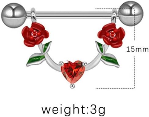 14G D-shaped Flower Nipple Rings for Women Pink Red Black Floral Nipplerings Nipple Barbell Nipple Piercing Jewelry in Saudi Arabia
