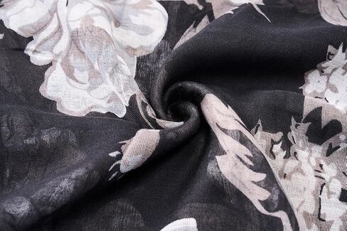 Scarf for Women Lightweight Soft Fashion Black Floral Print Shawl Scarves For Spring Summer in Saudi Arabia