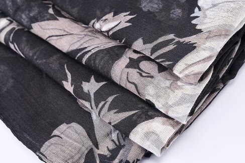 Scarf for Women Lightweight Soft Fashion Black Floral Print Shawl Scarves For Spring Summer in Saudi Arabia