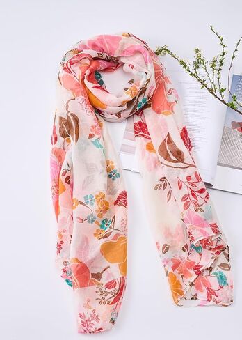 Scarf for Women Lightweight Soft Fashion Black Floral Print Shawl Scarves For Spring Summer in Saudi Arabia