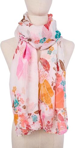 Scarf for Women Lightweight Soft Fashion Black Floral Print Shawl Scarves For Spring Summer in Saudi Arabia