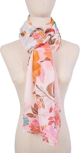 Scarf for Women Lightweight Soft Fashion Black Floral Print Shawl Scarves For Spring Summer in Saudi Arabia