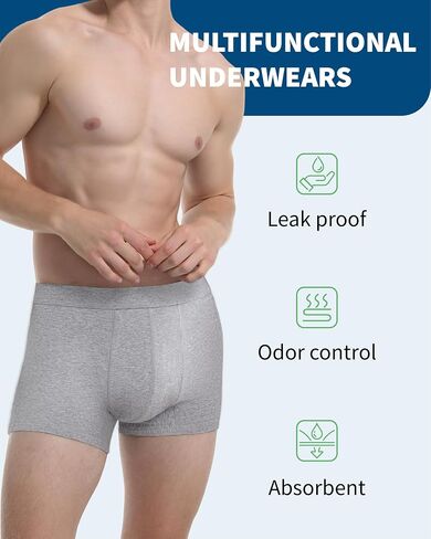 Washable Incontinence Underwear for Men, 2.3 oz Absorbent Leak Proof Odor Control Briefs with Covered Waistband (Gray, 3XL) in Saudi Arabia
