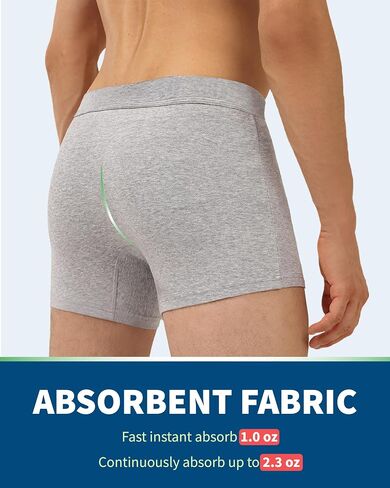 Washable Incontinence Underwear for Men, 2.3 oz Absorbent Leak Proof Odor Control Briefs with Covered Waistband (Gray, 3XL) in Saudi Arabia