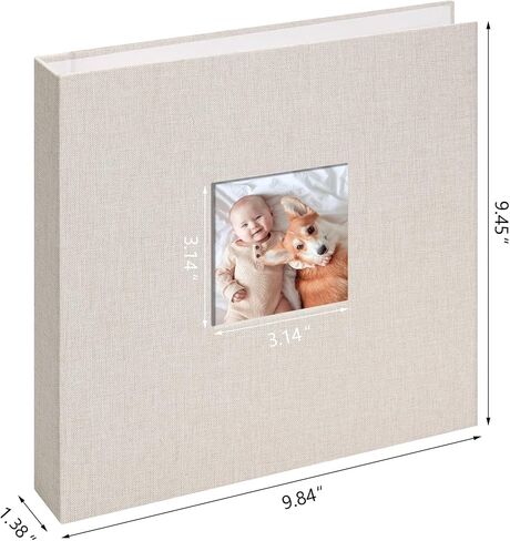 Vienrose Photo Album Linen Cover with Writing Areas Memory Book for Wedding Party Baby Anniversary 120 Pockets Beige in Saudi Arabia