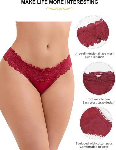ohmydear Lace Thongs for Women Sexy Thong Cheeky Tangas Panties Floral Lace Plus Size Underwear XS-4XL in Saudi Arabia