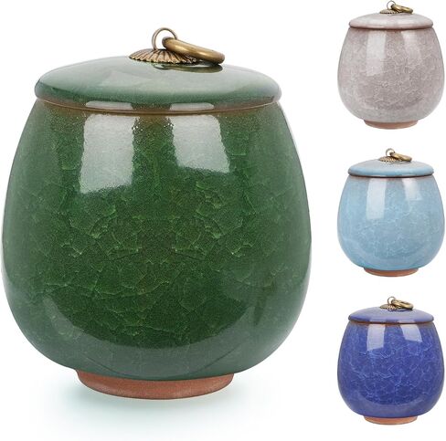 Abooxiu Ceramic Small Urn for Human Ashes Cremation Keepsake Urn for Adult Male Female Ice Crack Keepsake Urn for Human or Pet Ashes Celadon White in Saudi Arabia