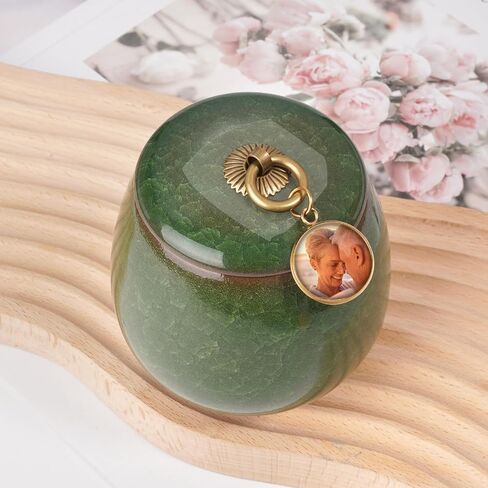 Abooxiu Ceramic Small Urn for Human Ashes Cremation Keepsake Urn for Adult Male Female Ice Crack Keepsake Urn for Human or Pet Ashes Celadon White in Saudi Arabia