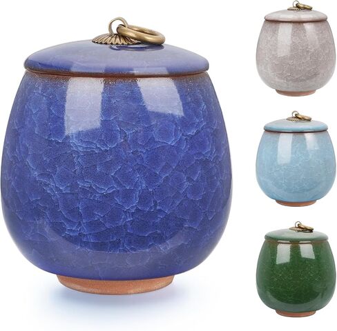Abooxiu Ceramic Small Urn for Human Ashes Cremation Keepsake Urn for Adult Male Female Ice Crack Keepsake Urn for Human or Pet Ashes Celadon White in Saudi Arabia