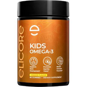 Kids Omega 3 Gummies - DHA & EPA Fish Oil Supplement for Brain, Vision & Immune Health - Non-GMO, Gluten-Free Orange Flavor Chewable Omega 3 for Kids Gummy 4+ - 60 Count