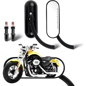 Oval Shape Motorcycle Mirrors Black 8mm 10mm Sportster Mirrors Compatible with Harley Street Electra Glide Road King Softail Dyna Kawasaki Suzuki Cruisers Choppers