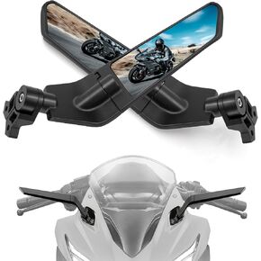 Motorcycle Rear View Mirrors, 360° Rotating Stealth Mirrors Motorcycle Wind Wing Side Mirror Compatible with Kawasaki Ninja 300 400 650 ZX6R ZX10R ZX14R ZX4RR Suzuki GSXR 600 750 1000