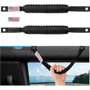 Moveland Roll Bar Grab Bandles for Ford Bronco 2021 2022 2023 2/4 Door ، 2 Pack Precium Paracord Grip مع العلم ، لا توجد ملحقات داخلية مطلوبة (أسود)