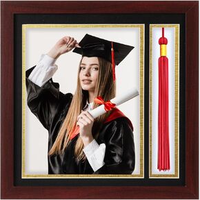 Graduation Photo Frame 8 x 10 with Tassel Holder for Pictures Photo Frame Elegant Double Mat 2025 Graduation Decor Gift for Graduate