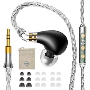 BLON BL03 in Ear Monitor,10mm Carbon Diaphragm Dynamic Drive in Ear Earphone, Metal Shell Bass HiFi DJ in Ear Earphone with 2pin Detachable Cable with Mic Earphone (No Mic, Light Gun)