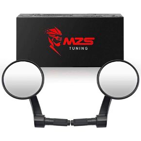 MZS Motorcycle Bar End Mirrors ، Big Round View View Mirror Standard Hollow Side 7/8 (Inner 17-19mm) متوافق مع دراجة شارع Cruiser Cruiser Bobber Cafe Race