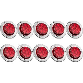 Partsam 10Pcs 2 inch Amber 7LED Side Marker Clearance Light Turn Signal with Stainless Steel Bezel For Trailer Truck, High/Low Brightness