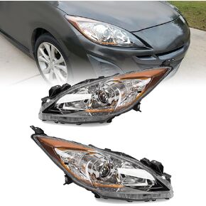 مجموعة مصباح Ecotric الأمامي متوافق مع 2010-2013 Mazda 3 الأمامي المصباح.