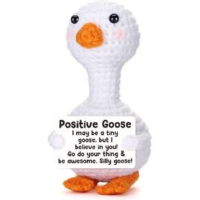 Mini Goose Positive Crochet Animal Emotional Cheer Up Support Message Preschool College Graduation Gifts for Her Daughter Friend Teen Girl Birthday Gift for Women Handmade Crochet Goose Pickle Potato