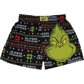 How The Grinch Stole Christmas Adult Always Grinchy Fairisle Boxer Shorts Sleepwear Loungewear for Men Women
