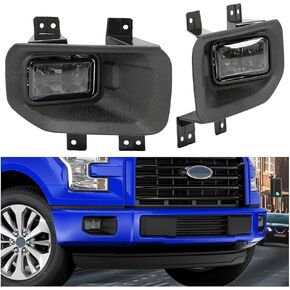 HECASA Pair Fog Lights Compatible with 2015-2017 Ford F150 F-150 Replacement for FO2592235 FO2593235 FL3Z15201B FL3Z15200B w/Halogen Bulbs Driver & Passenger Side - Clear Lens