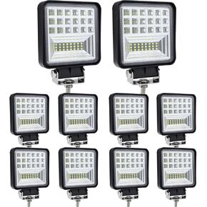 مصابيح العمل LED للشاحنة ، 4 بوصة مكعب LED LIDS Lights 126W 10000LM 12V 24V القيادة للجرار ATV UTV بيك آب عربة الجولف Snowblower مربعة الخفيفة ، والسرد شعاع