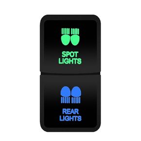 LED Light BAR/SPOT Lights Push Switch 12V Green Blue Led Dual Button Switch 1.54" x 0.83" for Toyota Prado 100 200 Series Hilux 4Runner Tacoma FJ Cruiser Landcruiser Tundra HiAce