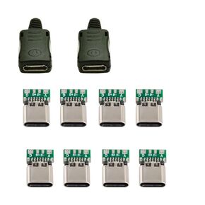 Cablecc 10 مجموعة لتقوم بها بنفسك 4pin USB 2.0 نوع C أنثى موصل مقبس نوع SMT مع لوحة الكمبيوتر والإسكان و 3.0 مللي متر SR