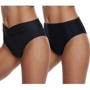 SEAFORM Women Swimsuit Bikini Bottoms String Adjustable Side Tie Bikini Bottoms Full Coverage Ruched Bikini Bottom for Women