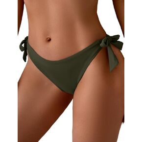 Eomenie Thong Bikini Bottoms for Women Sexy Cheeky Swimsuit Bottom Low Rise Adjustable Tie Side Bathing Suit