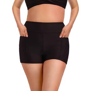 Women's Swim Shorts 2" High Waisted Tummy Control Bikini Swimsuit Bottoms Board Shorts Bathing Suit with Pockets