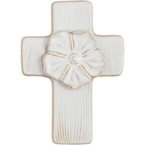 Mud Pie Sm Ceramic Flower Cross; 5 1/2" X 3 3/4"