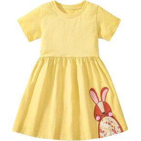 Youlebao Little Girls Short Sleeve Dresses Cotton Casual Clothing in Kuwait