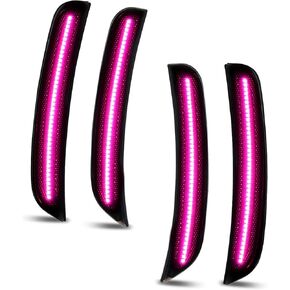 Bestview LED Side Marker Lights for Dodge Charger 2015-2023, Smoked Lens Front&Rear Bumper Turn Signal Lamp Assembly Kit accessories,Pack of 4(Pink Purple)