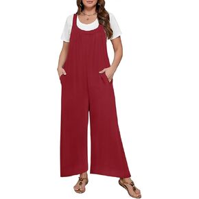 TIYOMI Plus Size Women's Summer Jumpsuits Casual Loose Overalls Sleeveless Wide Leg Rompers with Pockets XL-5XL