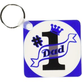 3dRose Number One Dad Blue - Key Chains, 2.25 x 4.5 inches, set of 2 (kc_10775_1)