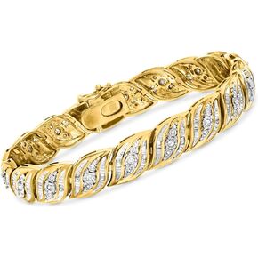 Ross-Simons 1.00 ct. t.w. Diamond Bracelet in 18kt Gold Over Sterling