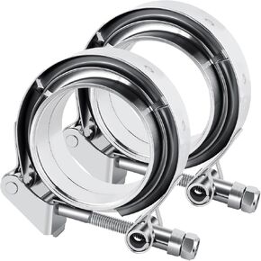 MuHize 2 Pack 2.5 Inch V Band Clamp Kit - 304 Stainless Steel Exhaust V Band Clamp Assembly for Turbo, Downpipe, Muffler, Automotive Systems