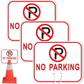 Geetery 6 Pcs No Parking Signs Traffic Cone Sign, 12.6 x 10.43 Inches Plastic Traffic Cone Top Warning Sign for Road Barricade Outdoor Construction Waterproof in Kuwait