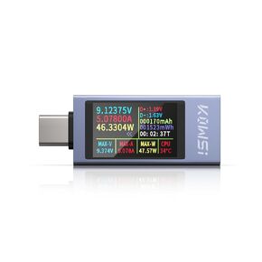 USB C Tester Power Meter, 4-30V 0-12A Type-C PD Tester Digital Multimeter, Voltage and Current Tester Meter Voltmeter, Power Bank Capacity USB Cable Charger Detector (KWS-2303C)