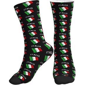 Italia Italy Italian Flag Unisex Casual Crew Socks Patterned Athletic Socks